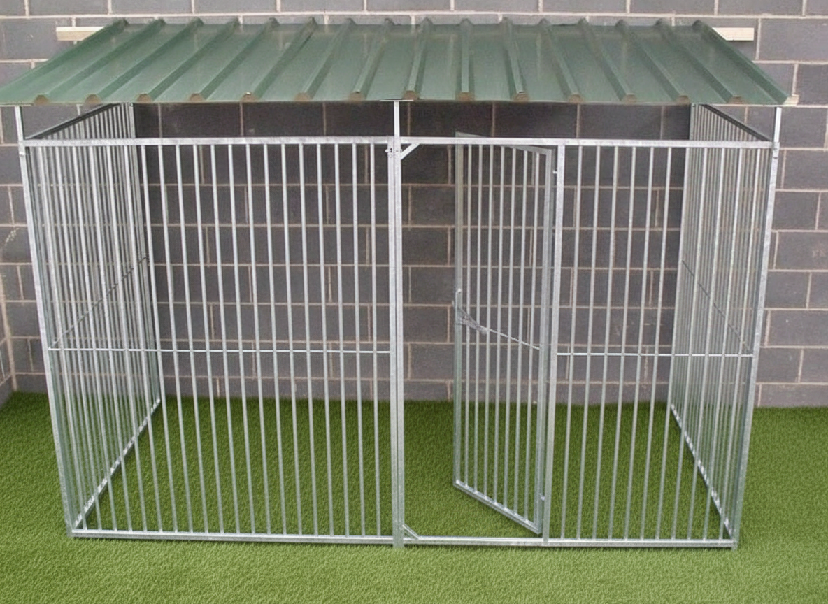 3-Sided Galvanised Dog Pen With Roof Lifetime Guarantee