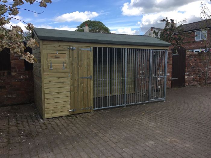 Windermere Wooden Dog Kennel And Run 14ft (wide) x 5ft (depth) x 6'6ft (apex)
