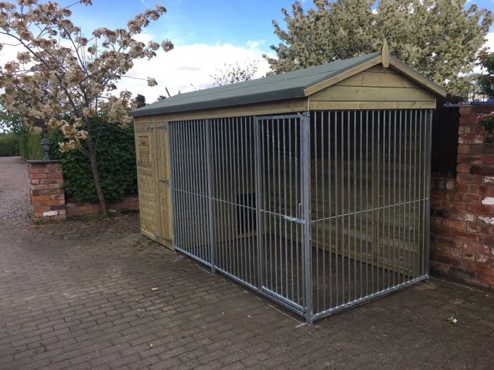 Windermere Wooden Dog Kennel And Run 12ft (wide) x 5ft (depth) x 6'6ft (apex)