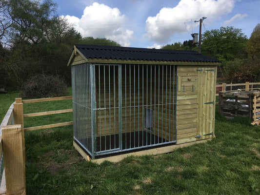 Wymbury Wooden Dog Kennel And Run 8ft (wide) x 5ft (depth) x 6'9ft (apex)