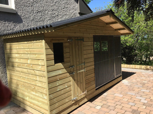 Elworth Chalet Wooden Dog Kennel And Run 8ft (wide) x 5ft (depth) x 6'6ft (apex)
