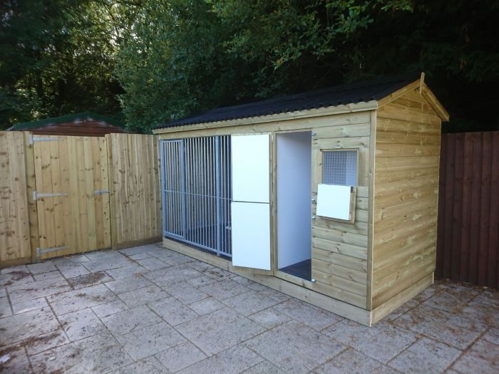 Windermere Wooden Dog Kennel And Run 12ft (wide) x 5ft (depth) x 6'6ft (apex)