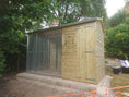 Load image into Gallery viewer, Wymbury Wooden Dog Kennel And Run 14ft (wide) x 5ft (depth) x 6'9ft (apex)
