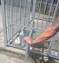 Load image into Gallery viewer, Galvanised Dog Run Door Panel - 2.0m x 1.84m, 5cm Bar Spacing (Left Hand with Revolving Bowl)