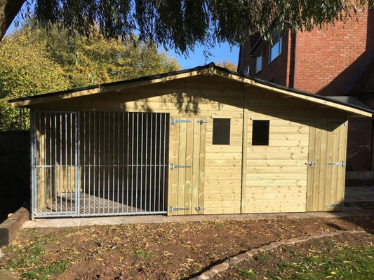 Elworth Wooden Dog Kennel And Run With Storage Shed 16ft (wide) x 4ft (depth) x 7ft (apex)