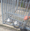 Load image into Gallery viewer, Galvanised Dog Run Door Panel - 2.0m x 1.84m, 5cm Bar Spacing (Left Hand with Revolving Bowl)