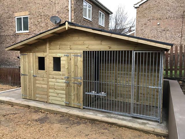 Elworth Wooden Dog Kennel And Run With Storage Shed 16ft (wide) x 6ft (depth) x 7ft (apex)