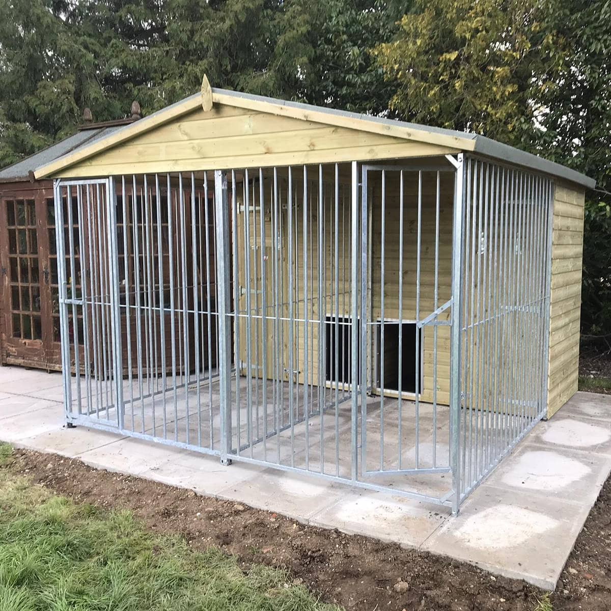 Spring OFFER Wymbury Double Front Entry 2 Bay Dog Kennel  10ft (Wide) x 10'6 (Deep) x 7'2ft (apex)