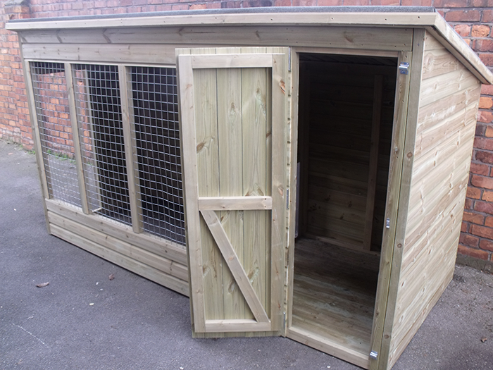 wooden dog kennel and run