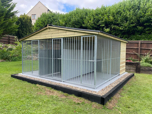 Delamere 3 Block Luxury Wooden Dog Kennel And Run 15ft (wide) x 10'6ft (deep) x 7'2ft (apex)