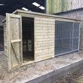 Load image into Gallery viewer, A Kennelstore Chesterfield Wooden Dog Kennel & Run. The weatherproof outdoor shelter features a durable timber sleeping area and a rust-resistant galvanised steel run panel.