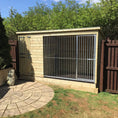 Load image into Gallery viewer, A Kennelstore Chesterfield Wooden Dog Kennel & Run. The weatherproof outdoor shelter features a durable timber sleeping area and a rust-resistant galvanised steel run panel.