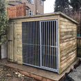 Load image into Gallery viewer, A Kennelstore Chesterfield Wooden Dog Kennel & Run. The weatherproof outdoor shelter features a durable timber sleeping area and a rust-resistant galvanised steel run panel.