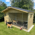 Load image into Gallery viewer, Elworth Wooden Dog Kennel with Dogs Playing