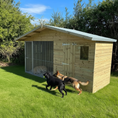 Load image into Gallery viewer, Elworth Wooden Dog Kennel with Running Dogs
