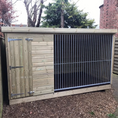 Load image into Gallery viewer, Ettiley wooden dog kennel and run, size 10x5 feet, made from pressure-treated timber with galvanised steel panels