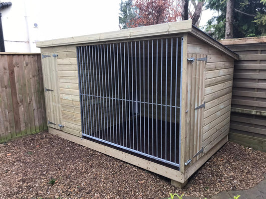 Ettiley Wooden Dog Kennel And Run 14ft (wide) x 4ft (depth) x 5'7ft (high)