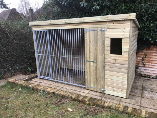 Stapeley Wooden Dog Kennel And Run 14ft (wide) x 5ft (deep) x 6'6ft (high)