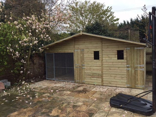 Elworth Wooden Dog Kennel And Run With Storage Shed 16ft (wide) x 6ft (depth) x 7ft (apex)