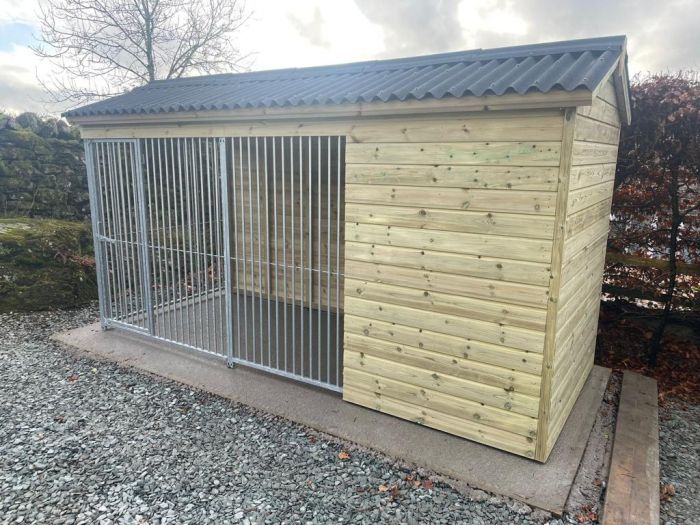 Windermere Wooden Dog Kennel And Run 8ft (wide) x 5ft (depth) x 6'6ft (apex)