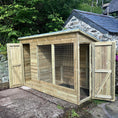 Load image into Gallery viewer, Aston wooden dog kennel and run showing full structure, weatherproof timber construction