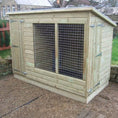 Load image into Gallery viewer, Aston wooden dog kennel and run, medium height design with secure fencing