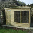 Load image into Gallery viewer, 8x6 wooden kennel and run pent roof low height tanalised timber