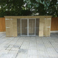 Load image into Gallery viewer, Spacious double dog kennel and run, perfect for medium to large breeds like Golden Retrievers, Border Collies, and mixed-breed dogs. This outdoor structure is made with weather-resistant wood and includes two separate enclosures.
