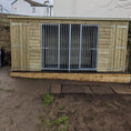 Load image into Gallery viewer, Spacious double dog kennel and run, perfect for medium to large breeds like Golden Retrievers, Border Collies, and mixed-breed dogs. This outdoor structure is made with weather-resistant wood and includes two separate enclosures.