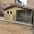 Load image into Gallery viewer, 15 x4 x 6'6 Elworth Apex Wooden Dog Kennel And Run With Storage Shed