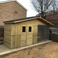 Load image into Gallery viewer, 15 x4 x 6'6 elworth Apex Wooden Dog Kennel And Run With Storage Shed