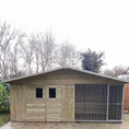 Load image into Gallery viewer, 16 x6 x 6'6 Elworth Apex Wooden Dog Kennel And Run With Storage Shed