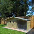 Load image into Gallery viewer, 17 x 5 x 6'6 Elworth Apex Wooden Dog Kennel And Run With Storage Shed