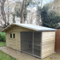 Load image into Gallery viewer, 17 x 4 x 6'6 Elworth Apex Wooden Dog Kennel And Run With Storage Shed