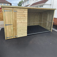 Load image into Gallery viewer, A Kennelstore 12x5 Wooden Dog Kennel & Outdoor Run made with pressure treated timber. The image shows a durable, weather-resistant kennel providing a secure outdoor space for a dog.