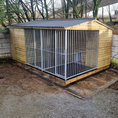 Load image into Gallery viewer, 2 bay dog kennel block and storage breeder kennels