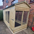 Load image into Gallery viewer, Outdoor Dog Kennel & Run. The pressure-treated timber kennel features a classic apex roof and is covered by a 15-year anti-rot guarantee, ideal for use with dogs or rabbits.