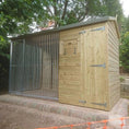Load image into Gallery viewer, A Kennelstore 10x5 Wymbury Wooden Dog Kennel and Run. The spacious outdoor shelter is built with durable timber to provide a secure and comfortable home for a dog.