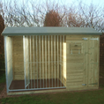 Load image into Gallery viewer, A Kennelstore 8x5 Wymbury Wooden Dog Kennel and Run. The spacious outdoor shelter is built with durable timber to provide a secure and comfortable home for a dog.
