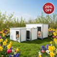 Load image into Gallery viewer, Heavy duty thermal composite dog cabin with 20mm insulated panels in garden setting