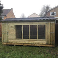 Load image into Gallery viewer, Outdoor Dog Kennel & Run. The pressure-treated timber kennel features a classic apex roof and is covered by a 10-year anti-rot guarantee, ideal for use with dogs or rabbits.