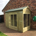 Load image into Gallery viewer, Outdoor Dog Kennel & Run. The pressure-treated timber kennel features a classic apex roof and is covered by a 15-year anti-rot guarantee, ideal for use with dogs or rabbits.