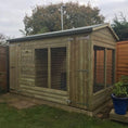 Load image into Gallery viewer, Outdoor Dog Kennel & Run. The pressure-treated timber kennel features a classic apex roof and is covered by a 15-year anti-rot guarantee, ideal for use with dogs or rabbits.