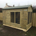 Load image into Gallery viewer, Outdoor Dog Kennel & Run. The pressure-treated timber kennel features a classic apex roof and is covered by a 15-year anti-rot guarantee, ideal for use with dogs or rabbits.