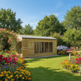 Load image into Gallery viewer, 14ft x 5ft Grand Winterley wooden dog kennel showing the 70 sq ft layout, 3 mesh sides, dual pedestrian doors, and full-height apex roof.