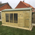 Load image into Gallery viewer, Outdoor Dog Kennel & Run. The pressure-treated timber kennel features a classic apex roof and is covered by a 15-year anti-rot guarantee, ideal for use with dogs or rabbits.