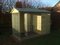 Load image into Gallery viewer, Wymbury Wooden Dog Kennel And Run 10'6ft (wide) x 5ft (depth) x 6'9ft (apex)
