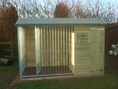 Load image into Gallery viewer, Wymbury Wooden Dog Kennel And Run 10'6ft (wide) x 5ft (depth) x 6'9ft (apex)

