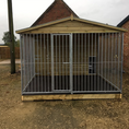 Load image into Gallery viewer, A high-quality, tanalised wooden Deluxe Dog Kennel with a front entry and run.