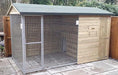 Load image into Gallery viewer, Wymbury Wooden Dog Kennel And Run 12ft (wide) x 5ft (depth) x 6'9ft (apex)
